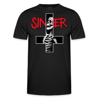 Inverted Cross Of Sinner With Skull And Skeleton - Men's Functional T-Shirt - black - Front - AI Model Male 178 dark (178cm)