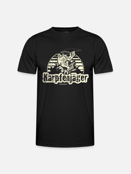 Angel Designs RAHMENLOS Karpfenjäger - Männer Funktions-T-Shirt - Schwarz