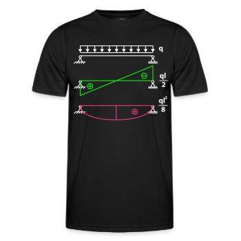 Poutres simplement appuyées - (q fois l carré) - T-shirt sport Homme - noir - Devant - AI Model Male 178 dark (178cm)
