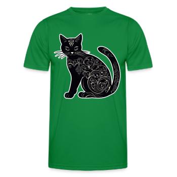 Mystische schwarze Katze - Männer Funktions-T-Shirt - Kelly Green - Vorne - AI Model Male 178 dark (178cm)