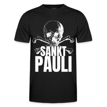 St Pauli. Éventail St pauli Éventail Paulianer Hamburger - T-shirt sport Homme - noir - Devant - AI Model Male 178 dark (178cm)