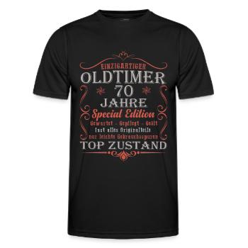 70. Geburtstag Mann 70 Jahre - Männer Funktions-T-Shirt - Schwarz - Vorne - AI Model Male 178 dark (178cm)