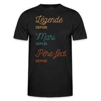Père-fect Légende Mari Papa cadeau Personnalisé - T-shirt sport Homme - noir - Devant - AI Model Male 178 dark (178cm)