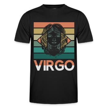 Signe du zodiaque Vierge Astorolgie Horoscope Signe - T-shirt sport Homme - noir - Devant - AI Model Male 178 dark (178cm)