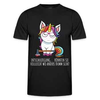 Frecher Teenager Spruch Einhorn Dumm sein - Männer Funktions-T-Shirt - Schwarz - Vorne - AI Model Male 178 dark (178cm)