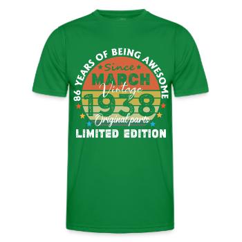 86 Jahre alt Baujahr 1938 Jahrgang März 1938 - Männer Funktions-T-Shirt - Kelly Green - Vorne - AI Model Male 178 dark (178cm)
