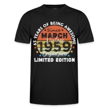 65 Years Old Made In 1959 Vintage March 1959 - Men's Functional T-Shirt - black - Front - AI Model Male 178 dark (178cm)