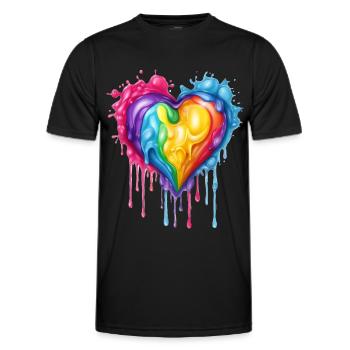 Cœur arc-en-ciel - T-shirt sport Homme - noir - Devant - AI Model Male 178 dark (178cm)