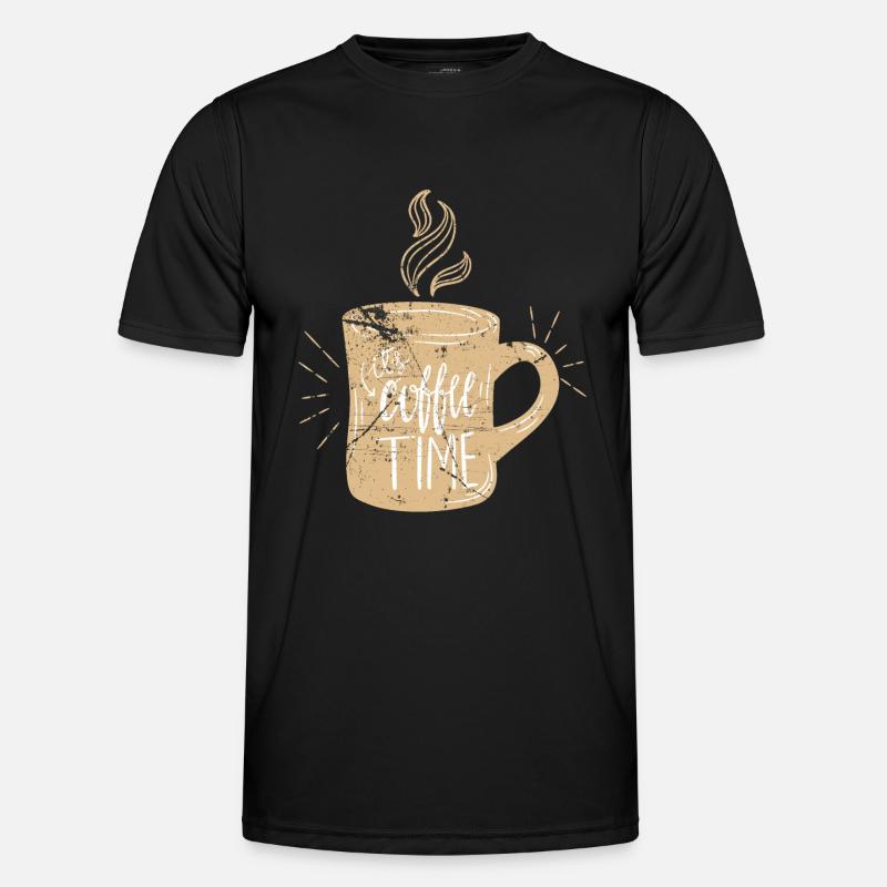 Kaffee - Männer Funktions-T-Shirt - Schwarz