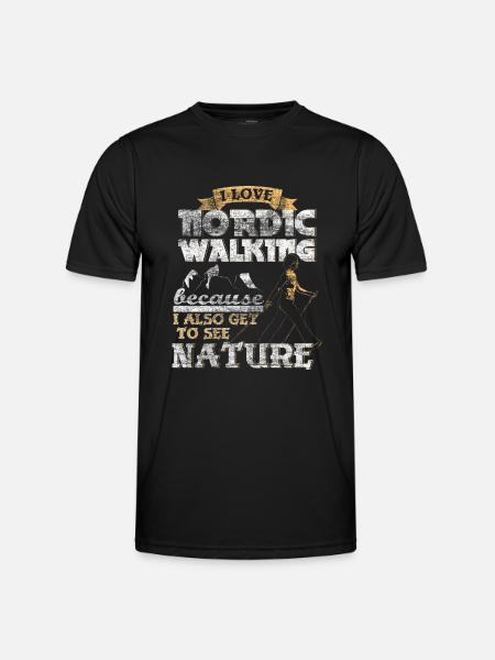 Nordic Walking Geschenkidee - Männer Funktions-T-Shirt - Schwarz