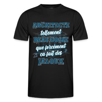 Architecte humour cadeau architecte beau gosse - T-shirt sport Homme - noir - Devant - AI Model Male 178 dark (178cm)