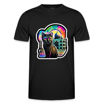 Stoner Cat in India - Männer Funktions-T-Shirt - Schwarz - Vorne - AI Model Male 178 dark (178cm)