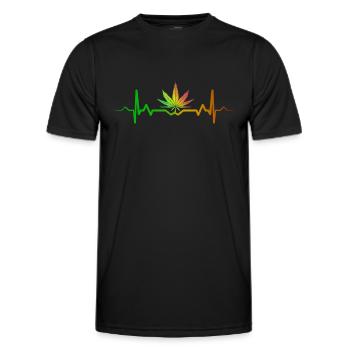 Cannabis heartbeat hemp leaf marijuana - Men's Functional T-Shirt - black - Front - AI Model Male 178 dark (178cm)