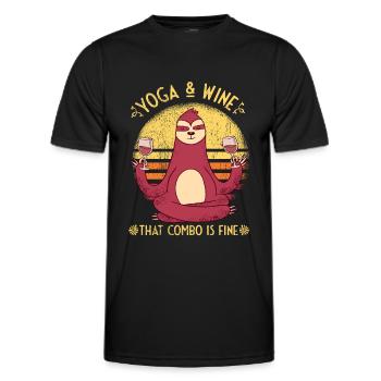 Yoga et vin Idée de cadeau - T-shirt sport Homme - noir - Devant - AI Model Male 178 dark (178cm)