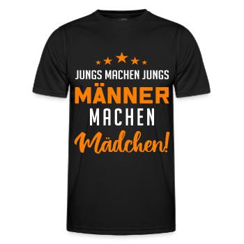 Jungs machen Jungs, Männer machen Mädchen !! - Männer Funktions-T-Shirt - Schwarz - Vorne - AI Model Male 178 dark (178cm)