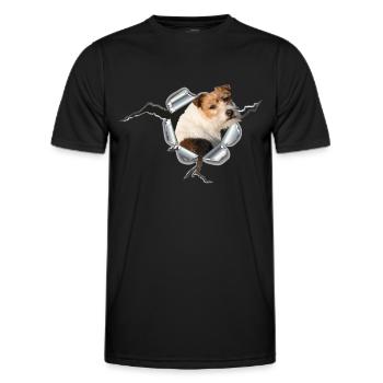 Jack Russell auf Metall - Männer Funktions-T-Shirt - Schwarz - Vorne - AI Model Male 178 dark (178cm)