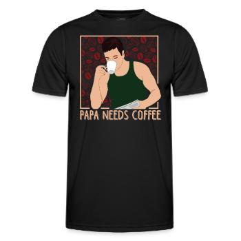 PAPA NEEDS COFFEE - Männer Funktions-T-Shirt - Schwarz - Vorne - AI Model Male 178 dark (178cm)