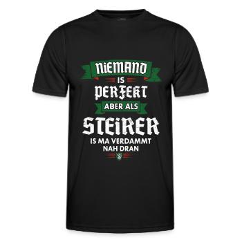 NIEMAND PERFEKT STEIRER LUSTIG STEIERMARK GESCHENK - Männer Funktions-T-Shirt - Schwarz - Vorne - AI Model Male 178 dark (178cm)