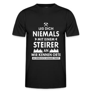 LEG DICH NIEMALS MIT EINEM STEIRER AN GESCHENK - Männer Funktions-T-Shirt - Schwarz - Vorne - AI Model Male 178 dark (178cm)