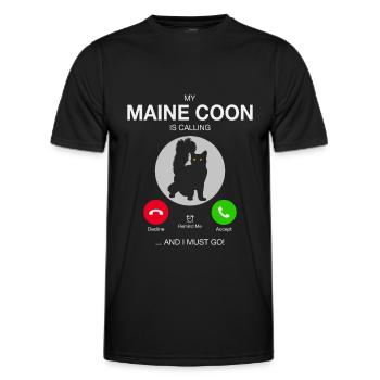 MON CHAT MAINE COON APPELLE LES PROPRIÉTAIRES DE CHATS - T-shirt sport Homme - noir - Devant - AI Model Male 178 dark (178cm)