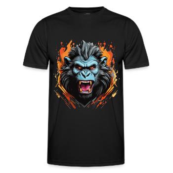 wütender Pavian mit langen Zähnen - Männer Funktions-T-Shirt - Schwarz - Vorne - AI Model Male 178 dark (178cm)