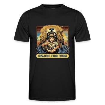Safari Adventure Enjoy the Ride Retro Design - Men's Functional T-Shirt - black - Front - AI Model Male 178 dark (178cm)