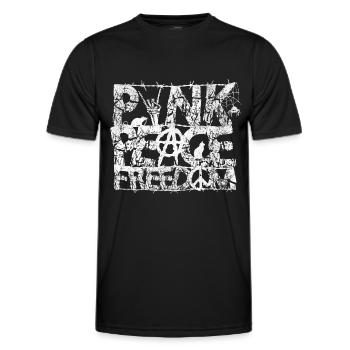 Punk Frieden Freiheit Distressed Grafik Typografie - Männer Funktions-T-Shirt - Schwarz - Vorne - AI Model Male 178 dark (178cm)