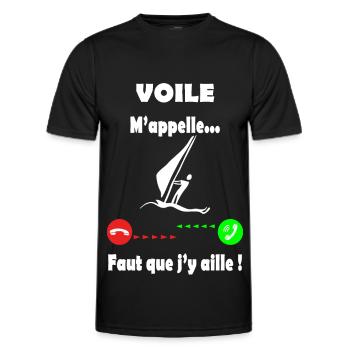 Voile - voile m'appelle - T-shirt sport Homme - noir - Devant - AI Model Male 178 dark (178cm)