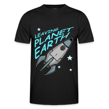 Quitter la planète Terre, fusée dans l’espace, chemise - T-shirt sport Homme - noir - Devant - AI Model Male 178 dark (178cm)