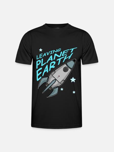 Leaving Planet Earth, Rocket in Space, Shirt - Men's Functional T-Shirt - black