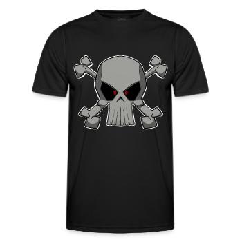 Cooler Totenkopf im Piratenflaggen Stil Shirt - Männer Funktions-T-Shirt - Schwarz - Vorne - AI Model Male 178 dark (178cm)