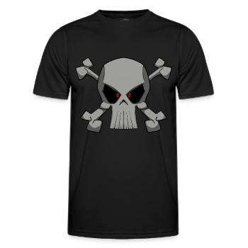 Cooler Totenkopf im Piratenflaggen Stil Shirt - Männer Funktions-T-Shirt - Schwarz - Vorne - AI Model Male 178 dark (178cm)