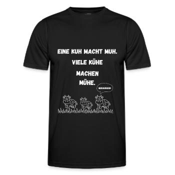 Eine Kuh macht Muh viele Kühe machen Mühe - Männer Funktions-T-Shirt - Schwarz - Vorne - AI Model Male 178 dark (178cm)