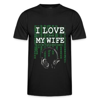 I LOVE IT WHEN MY WIFE LETS ME PLAY VIDEO GAMES - T-shirt sport Homme - noir - Devant - AI Model Male 178 dark (178cm)