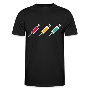 Seringue d’injection aiguille - T-shirt sport Homme - noir - Devant - AI Model Male 178 dark (178cm)