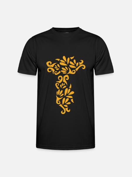 Abstrait Rose Jaune - T-shirt sport Homme - noir