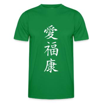 China - Japan - Zeichen Glück Liebe Gesundheit - Männer Funktions-T-Shirt - Kelly Green - Vorne - AI Model Male 178 dark (178cm)