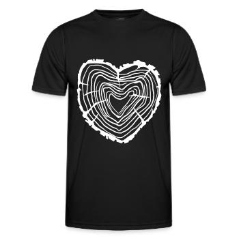 Coeur Rondelle de bois Anneaux d’arbre - T-shirt sport Homme - noir - Devant - AI Model Male 178 dark (178cm)