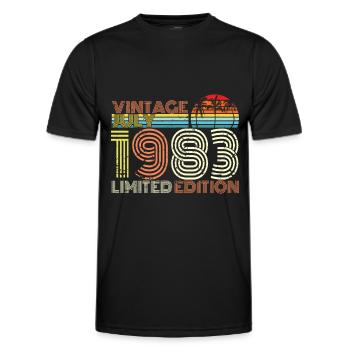 Juillet 1983 Anniversaire - T-shirt sport Homme - noir - Devant - AI Model Male 178 dark (178cm)
