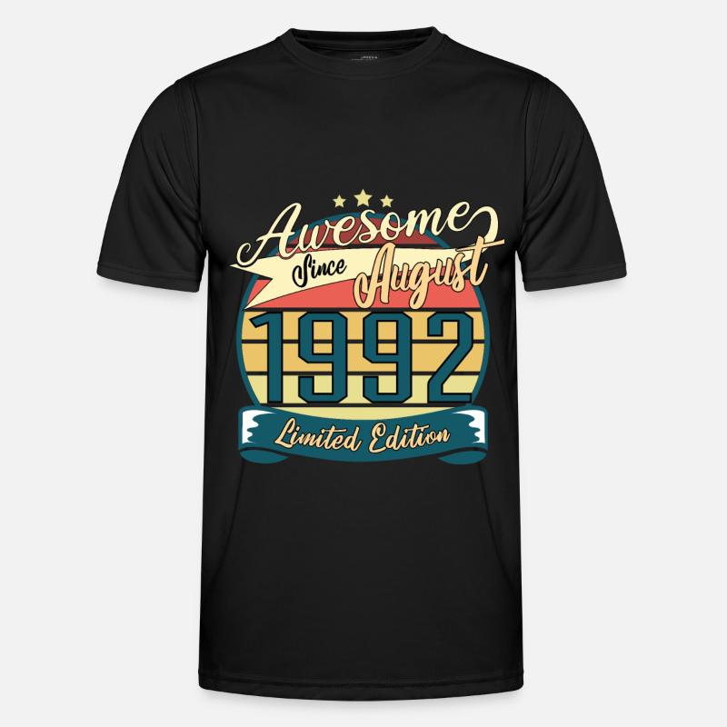 Vintage 1992 August Geschenkidee Männer Funktions-T-Shirt