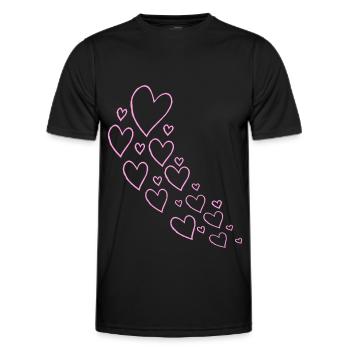 Aufsteigende Rosa Herzen - Männer Funktions-T-Shirt - Schwarz - Vorne - AI Model Male 178 dark (178cm)