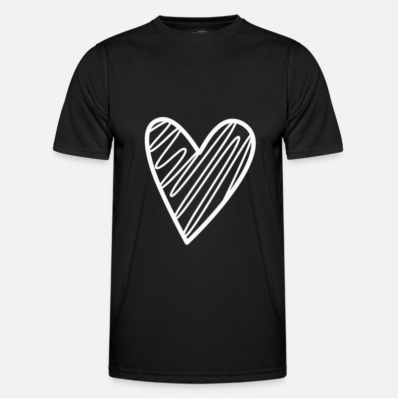 Weisses Herz Geschenkidee - Männer Funktions-T-Shirt - Schwarz