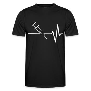 Spritze Mit EKG Linie - Männer Funktions-T-Shirt - Schwarz - Vorne - AI Model Male 178 dark (178cm)
