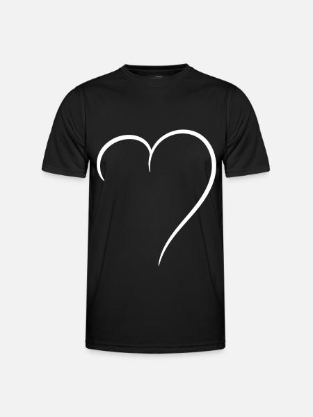 Halbes Herz Weiss Liebe - Männer Funktions-T-Shirt - Schwarz