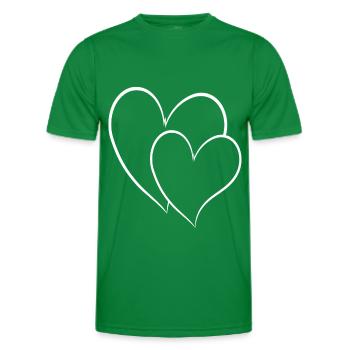 Double Heart Simple Design - Men's Functional T-Shirt - kelly green - Front - AI Model Male 178 dark (178cm)