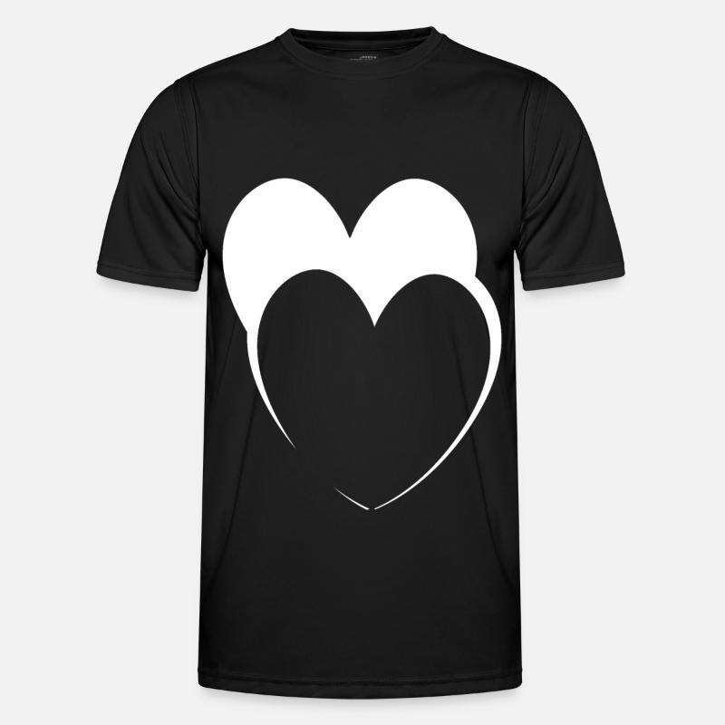 Herzen Weiss Geschenkidee - Männer Funktions-T-Shirt - Schwarz