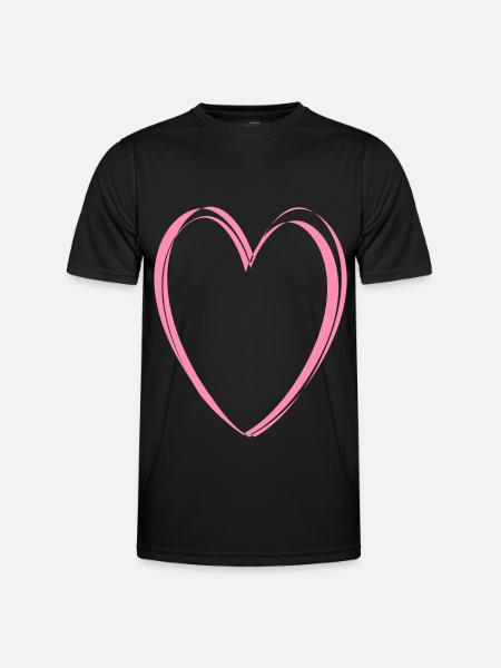 Rosa Herz - Männer Funktions-T-Shirt - Schwarz