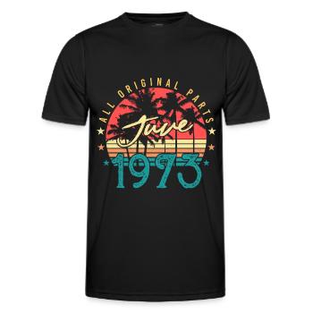 1973 Juni Retro - Männer Funktions-T-Shirt - Schwarz - Vorne - AI Model Male 178 dark (178cm)