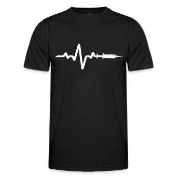 Weisses Spritzen Design Mit EKG Linie - Männer Funktions-T-Shirt - Schwarz - Vorne - AI Model Male 178 dark (178cm)