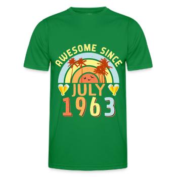 Born 1963 in July - Men's Functional T-Shirt - kelly green - Front - AI Model Male 178 dark (178cm)